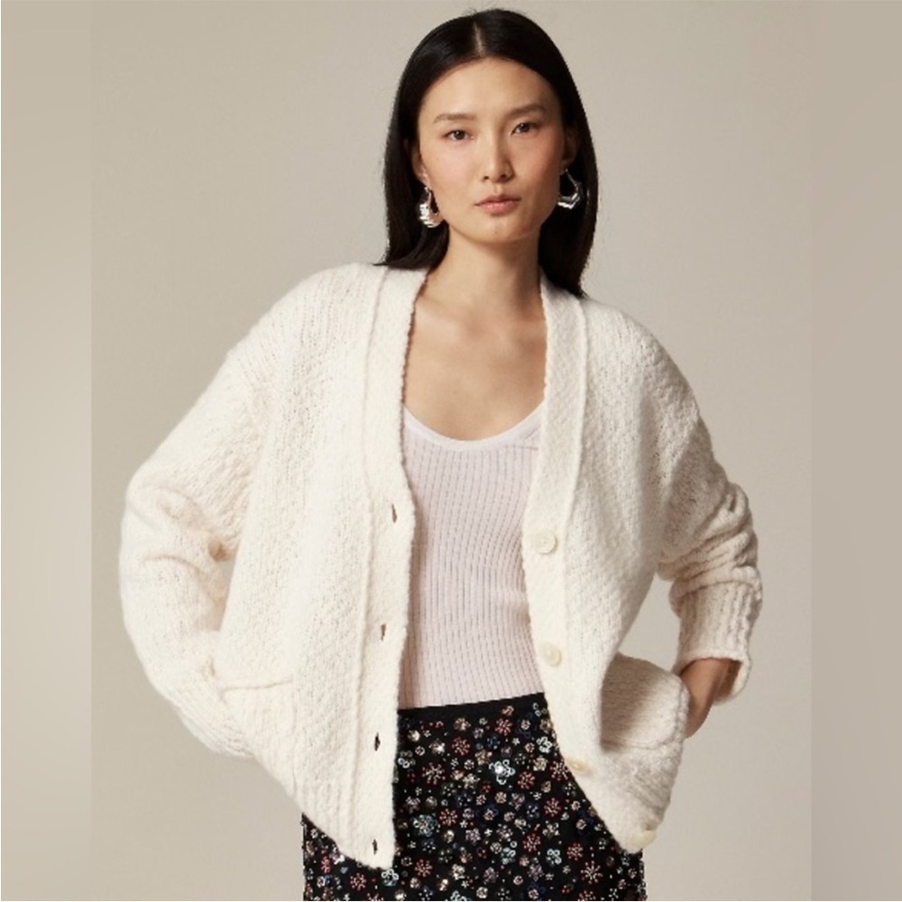 J Crew Relaxed cardigan in textured yarn XS